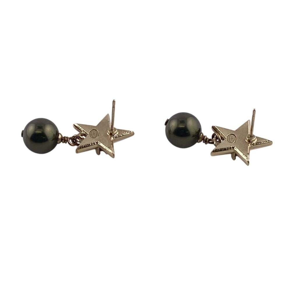CHANEL Authentic Green Pearl Logo Earrings - Picture 2 of 8